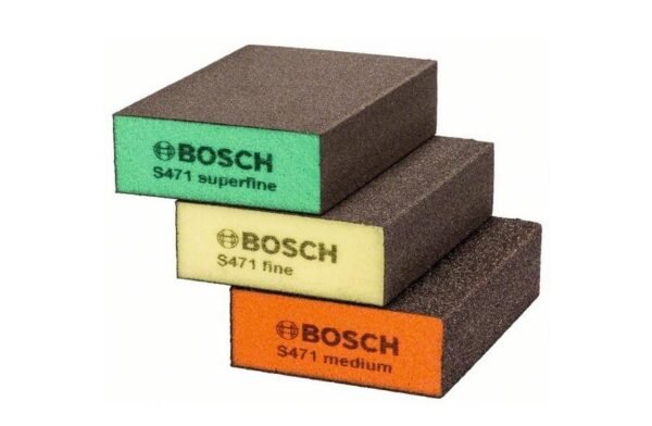 BOSCH GĄBKI SZLIFIERSKIE S471 FLAT & EDGE KOMPLET 3szt. MEDIUM/FINE/SUPERFINE %%%