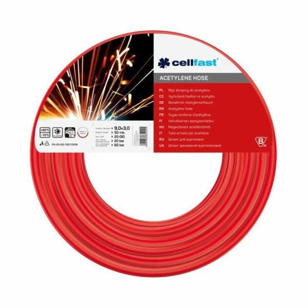 CELLFAST WĄŻ DO ACETYLENU  9x3mm 50m