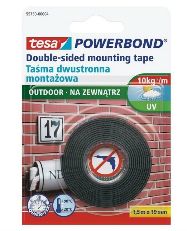 TESA TAŚMA DWUSTRONNA POWERBOND 1,5m x 19mm ZEWNĘTRZNA