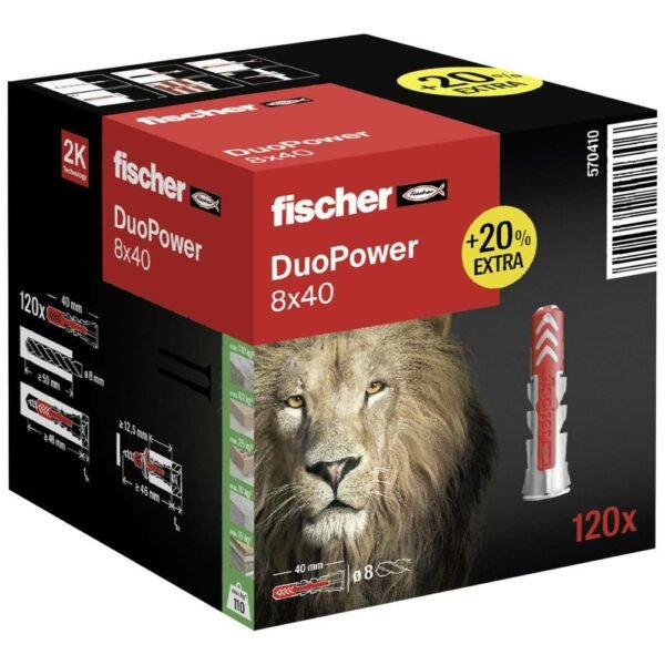 FISCHER KOŁEK DUOPOWER 8x40 100szt. +20% GRATIS