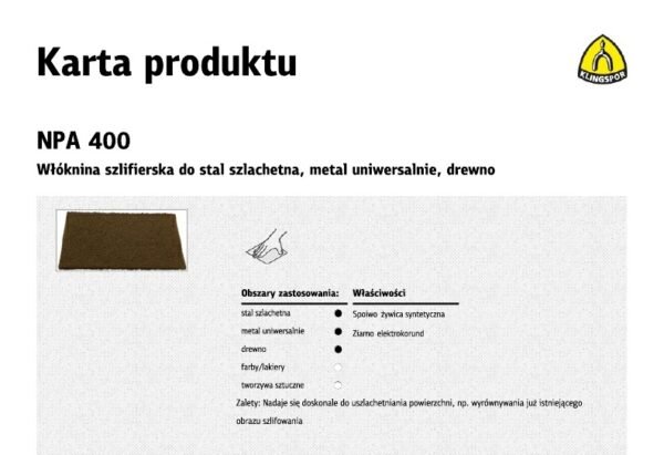 KLINGSPOR WŁÓKNINA ARKUSZ 152mm x 229mm  P80>>>350823
