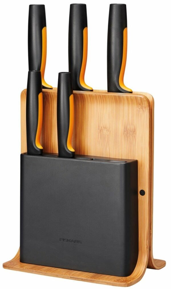 FISKARS ZESTAW 5 NOŻY W BLOKU BAMBUSOWYM  FUNCTIONAL FORM