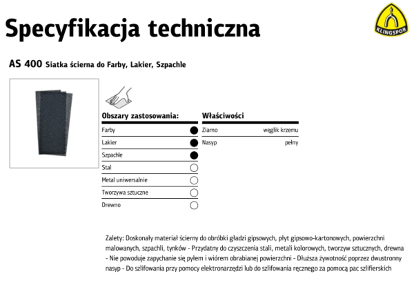 K.SIATKA ŚCIERNA AS400 gr.100 /50szt.